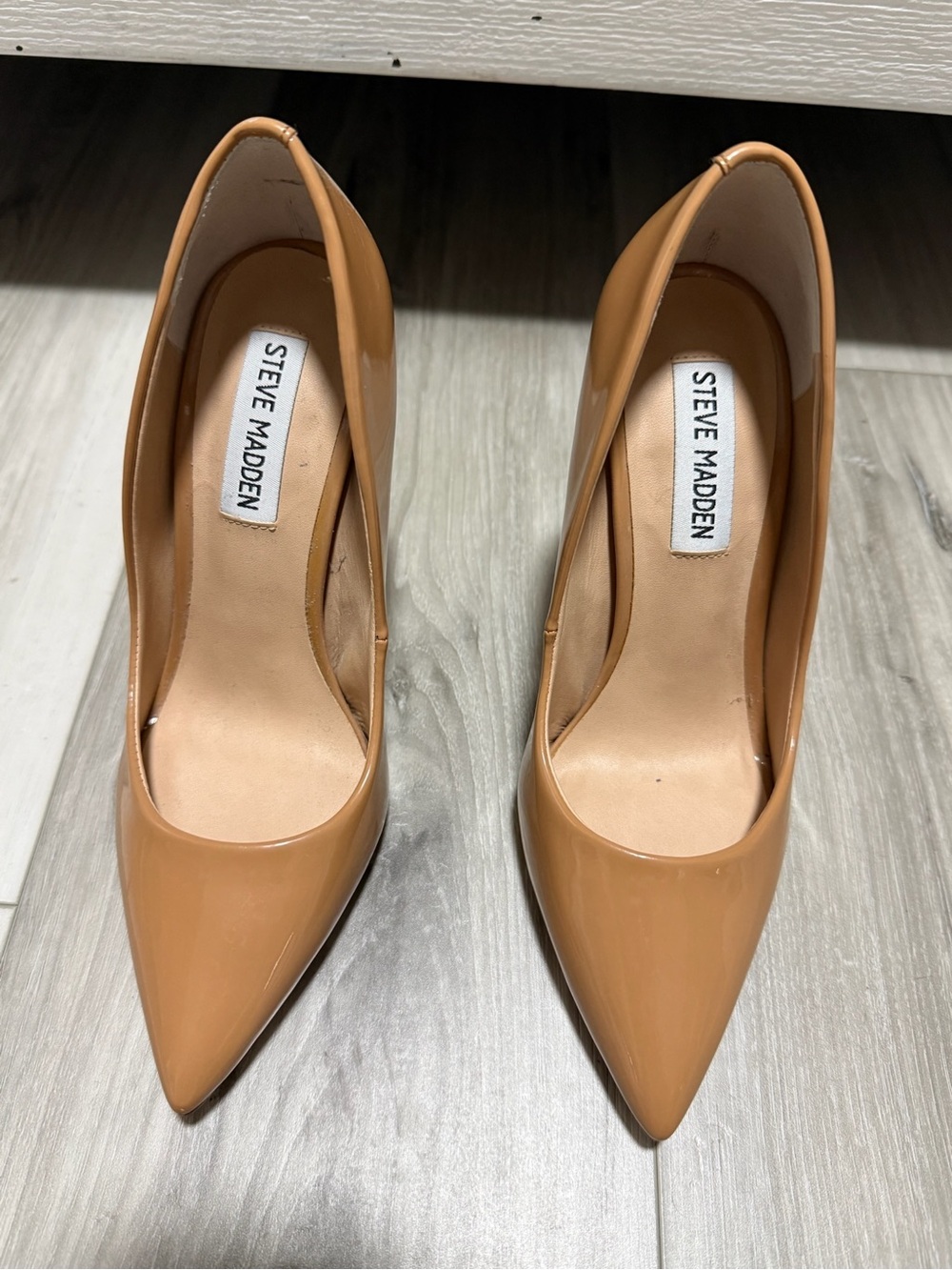 Steve Madden Nude Patent Pointed-Toe Stiletto Pumps